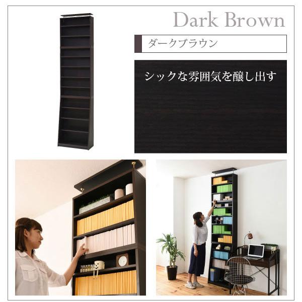 本棚 薄型 本体+上置きセット 幅60cm つっぱり壁面収納 収納家具 1cmピッチ 大収納ラック CD DVD YHK-0214SET-JKの画像