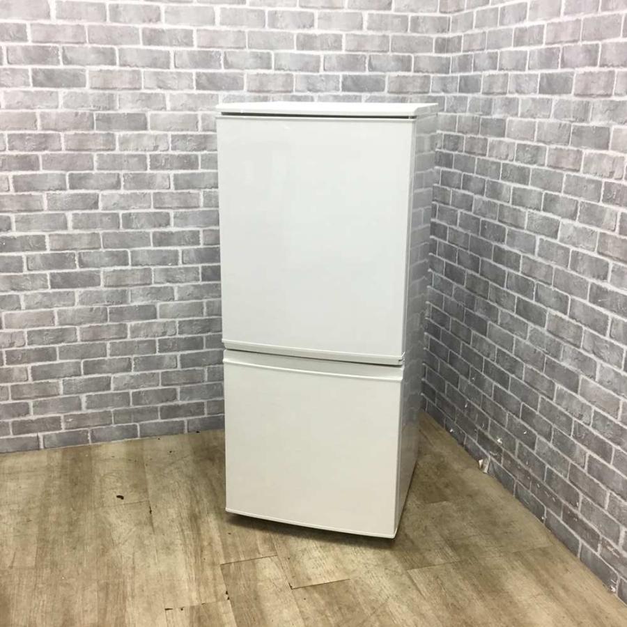 シャープ 冷蔵庫 2ドア 137L つけかえどっちもドア SJ-D14C-W 2017年製  