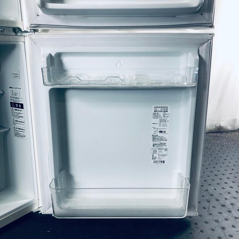 中古】 アマダナ 冷蔵庫 一人暮らし 2017年製 2ドア 86L ホワイト 直冷 