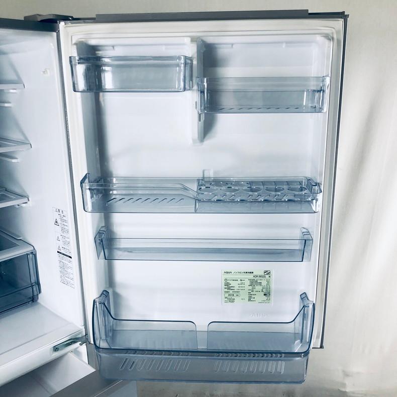 冷蔵庫 中古 アクア AQUA AQR-36G(S) 2018年製 4ドア 355L シルバー  