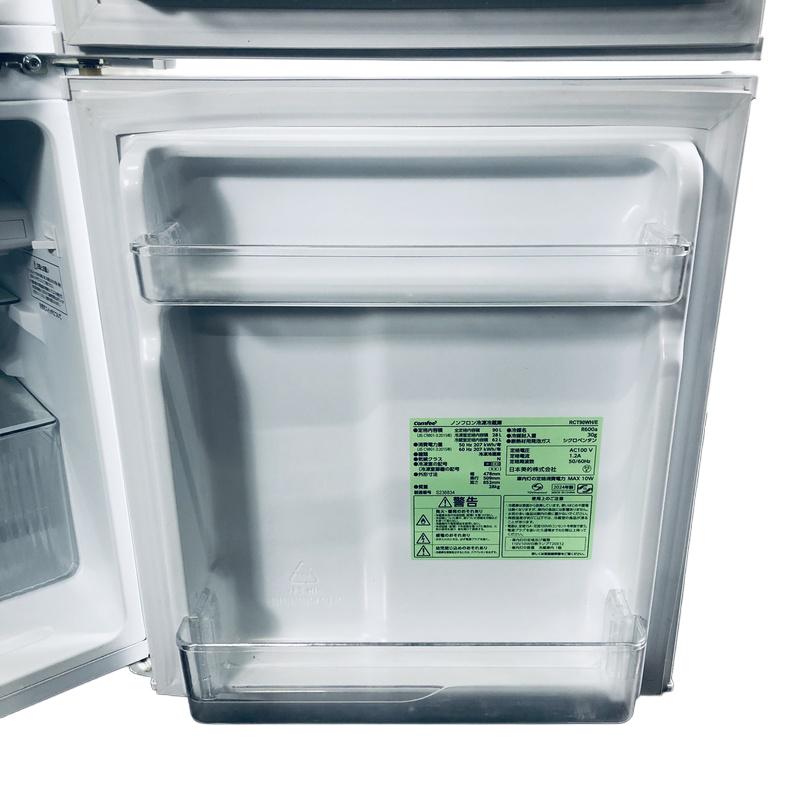 冷蔵庫 中古 comfee RCT90WH/E 2024年製 2ドア 90L ホワイト 直冷式 右