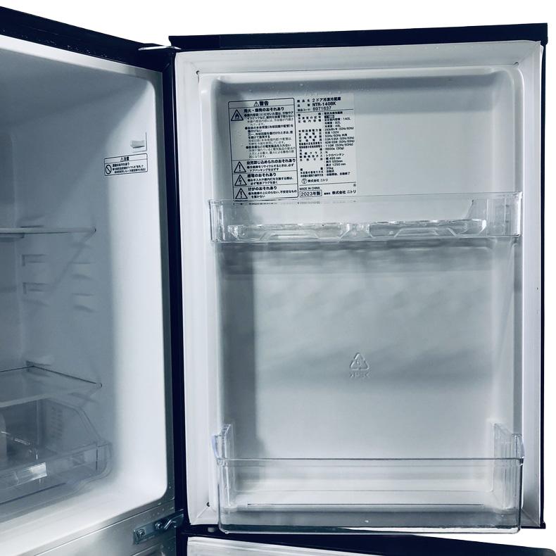 ニトリ 2ドア冷凍冷蔵庫 2023年製 140L ブラック NTR-140BK ニトリ（NITORI） 冷蔵庫 中古 NTR-140BK 2023年製 2ドア 140L