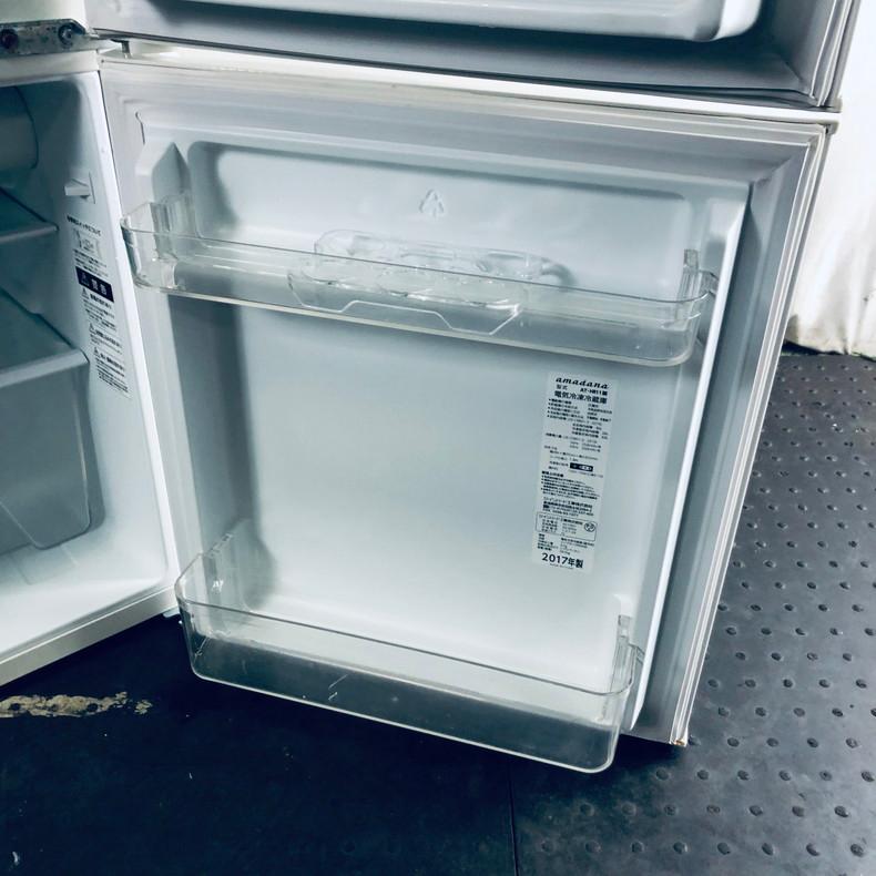 amadana 冷蔵庫 一人暮らし 2017年製 2ドア 86L ホワイト 直冷式 右 