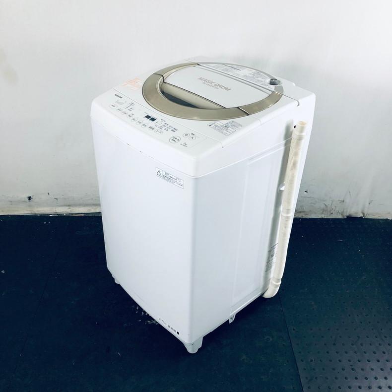 【中古】 東芝 TOSHIBA 洗濯機 一人暮らし 大きめ 2016年製 全自動洗濯機 7.0kg サテンゴールド 送風 乾燥機能付き  AW-7D3M(N)