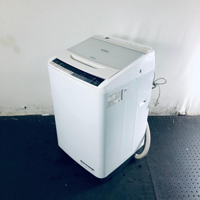 【中古】 日立 HITACHI 洗濯機 一人暮らし 大きめ 2016年製 全自動洗濯機 8.0kg ホワイト 送風 乾燥機能付き BW-V80A(W)