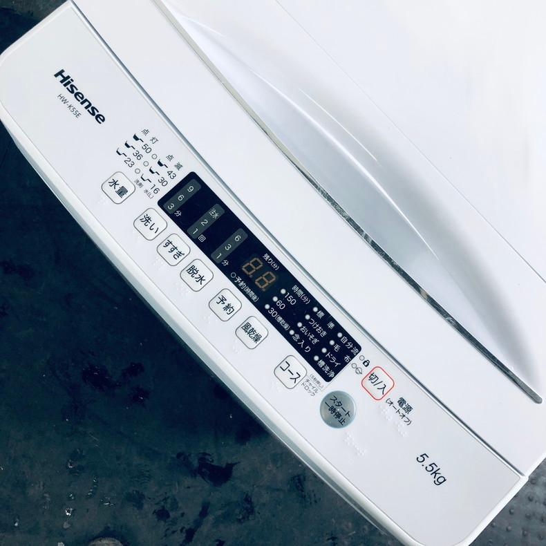 ☆中古￥11,800！Hisense 5.5㎏洗濯機 家電 2022年製 HW-K55E型 幅54