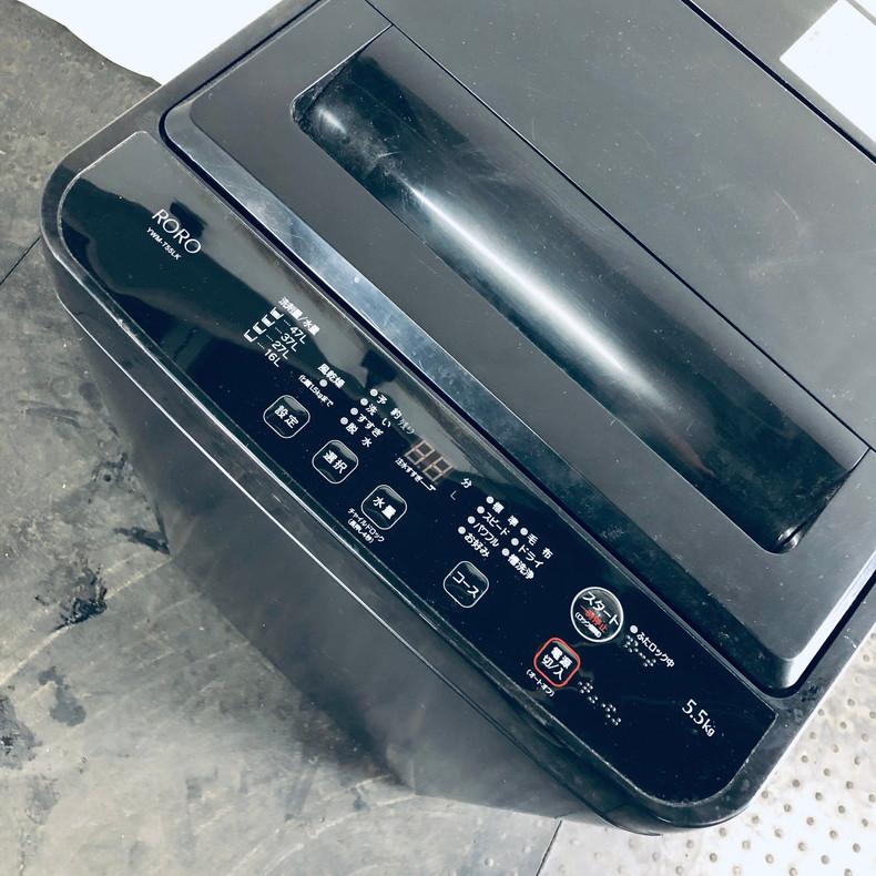 洗濯機 中古 RORO YWM-T55LK 2024年製 5.5kg ブラック 送風 乾燥機能