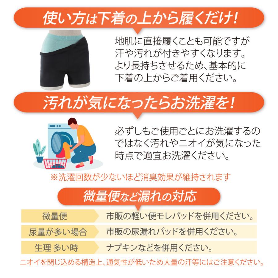 おなら 消臭 パンツ 過敏性 ニオイ臭わない 生理臭 便臭 ガス臭 尿臭を取る方法 │デオルガードパンツWOMEN 同サイズ３枚組の画像