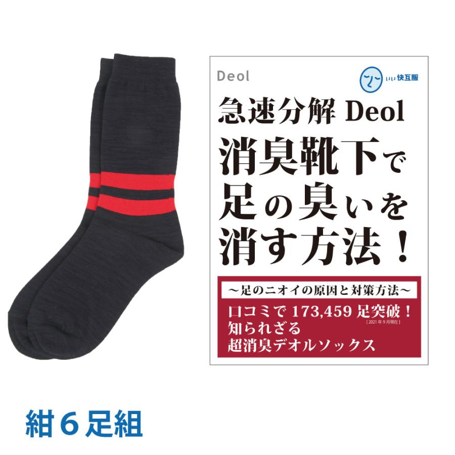 通販でクリスマス メンズソックス メンズ靴下 男性用 同色6足組 紺 ラインソックスmen デオル Deol 無臭 汗臭 メンズ ニオイ 消臭 足臭い 臭わないソックス 臭わない靴下 消臭ソックス 消臭靴下 消臭ケア くつした 男性 靴下