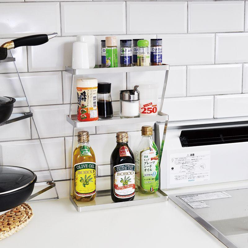 最終決算 調味料ラック 完成品 日本製 足立製作所 ステンレス製 おしゃれ収納 3段 調味料ラック 調味料入れ ステンレス スパイスラック おしゃれ収納 キッチン収納 ステンレス製 3段 キッチン収納 ラック Icmcmasjid Org