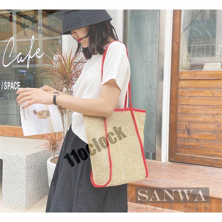 かごバッグ トートバッグ 手提げ 夏バッグ 海辺遊び レディース麦わら