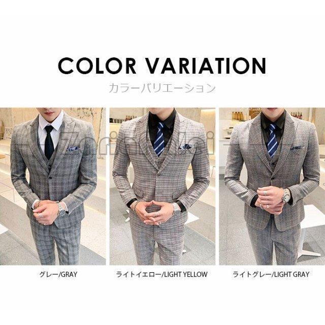 新作大きいサイズビジネススーツ3ピース チェック柄スーツ