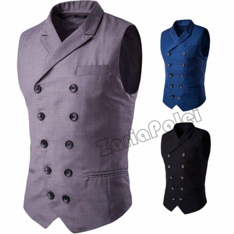 ベストジレ メンズ スーツベスト ビジネス rose 無地 ダブルブレスト