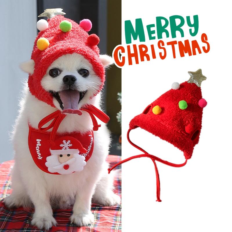 サンタ帽子 犬 猫 クリスマス クリスマスツリー トナカイ 帽子 ペット 小型犬 中型犬 サンタコス イヌ ねこ 赤 緑｜11oclock｜06