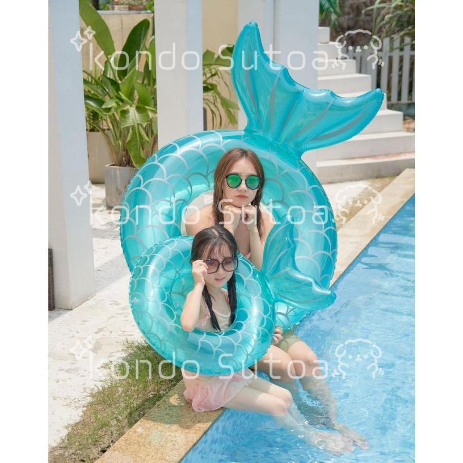 マーメイド 大人用 浮き輪 うきわ 人魚浮き輪 プールリング グリーン