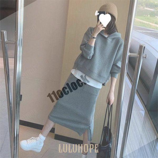 セットアップ 上下セット パーカー レディース スカートスーツ