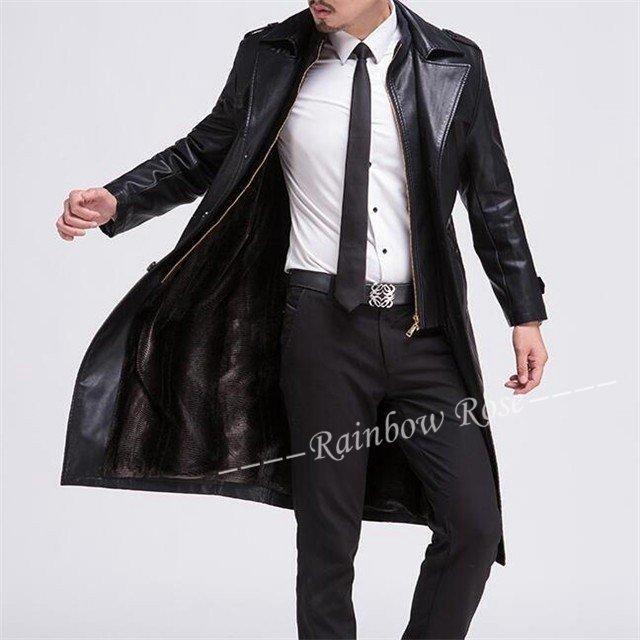 ラム革コート ロングジャケット レザージャケット メンズ 革ジャケット