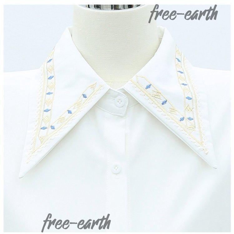 ブラウス ボリューム袖 レディース トップス シャツ 襟付き 刺繍 ブラウス ボリューム袖 レディース トップス シャツ 襟付き 刺繍