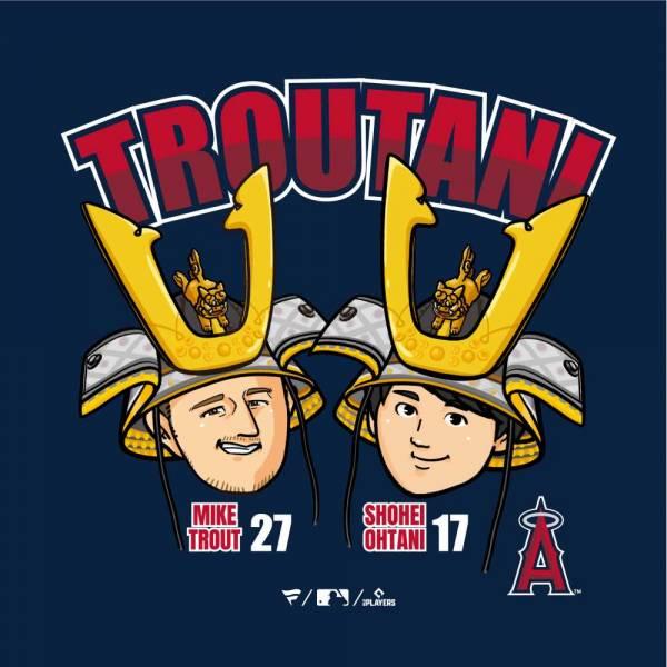 ※限定　大谷翔平、トラウト　トラウタニTシャツTROUTAN! サムライデザイン Fanatics（ファナティクス） トラウト×大谷翔平 半袖Tシャツ