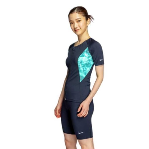 NIKE（ナイキ） レディース ジップ付き 半袖セパレーツ スイムウェア