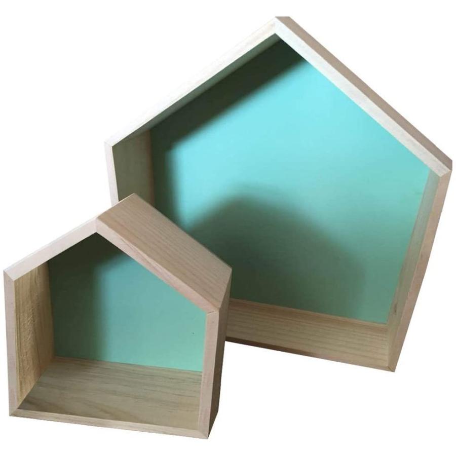 Ikenokoiウォールシェルフ 壁掛け棚 飾り棚 木製 Diy収納 インテリア 北欧風 2個セット グリーン 超熱