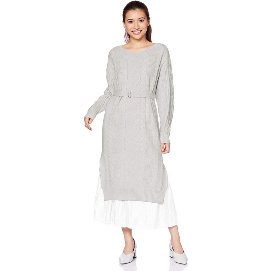 永久無料保証 日本 ワンピース レディース ライトグレー シャイニーサテンドッキングケーブルニットワンピース サイズ マーキュリーデュオ F Free 本物 激安販売 Avitalianmarket Com
