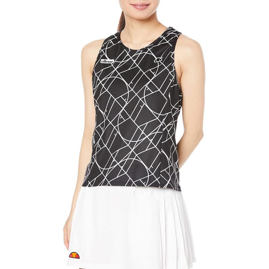 21年レディースファッション福袋 ドライ Uvケア レディース Gsツアータンクトップ テニスウェア エレッセ ストレッチ L ブラック プリント 吸汗速乾 Tシャツ カットソー