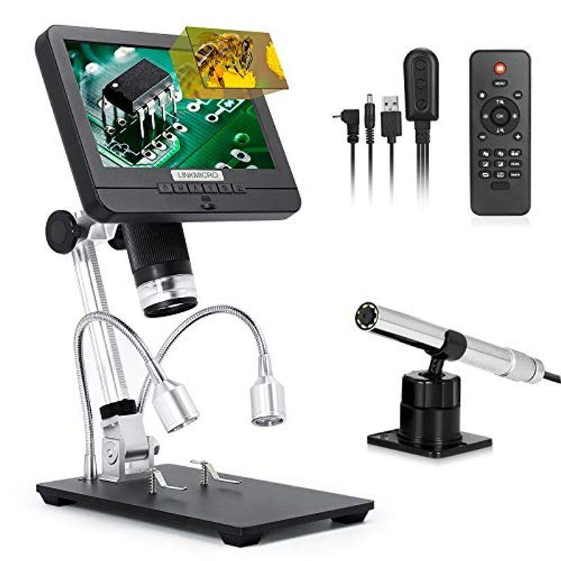 LINKMICRO デジタル顕微鏡 7インチ LCD 1080Pスクリーン はんだ付け 部品検査 宝石鑑賞 内視鏡カメラ 耳掃除 歯 頭皮