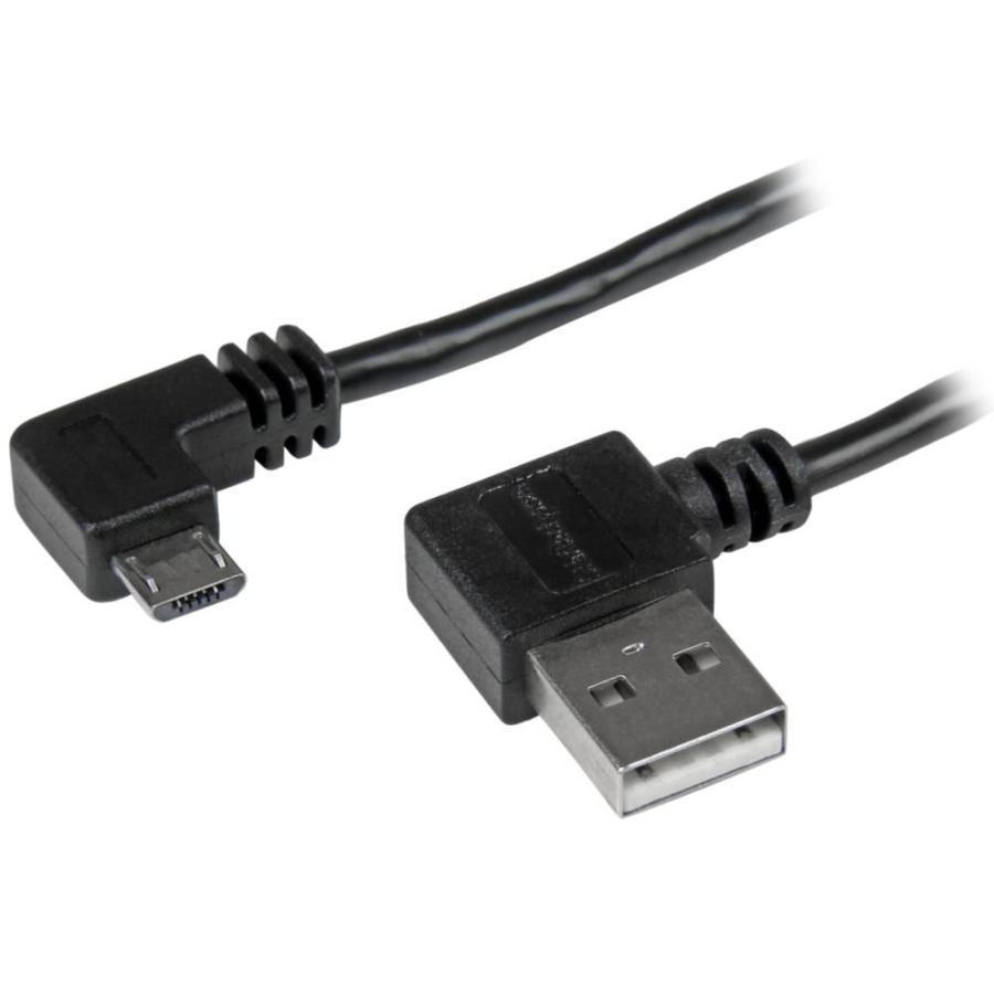 L型右向きマイクロUSBケーブル USB タイプA(オス) USB MicroB(オス) 1m USB2AUB2RA1M