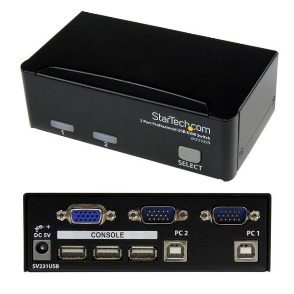 2ポートKVMスイッチ VGAモニター対応/USB接続 PCパソコン2台用CPU切替