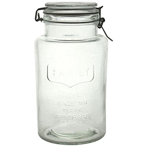 リビング 保存容器 キャニスター ガラス Mサイズ 目安容量約 2.0L 径12.2×高さ23.3cm クリア アーモンド