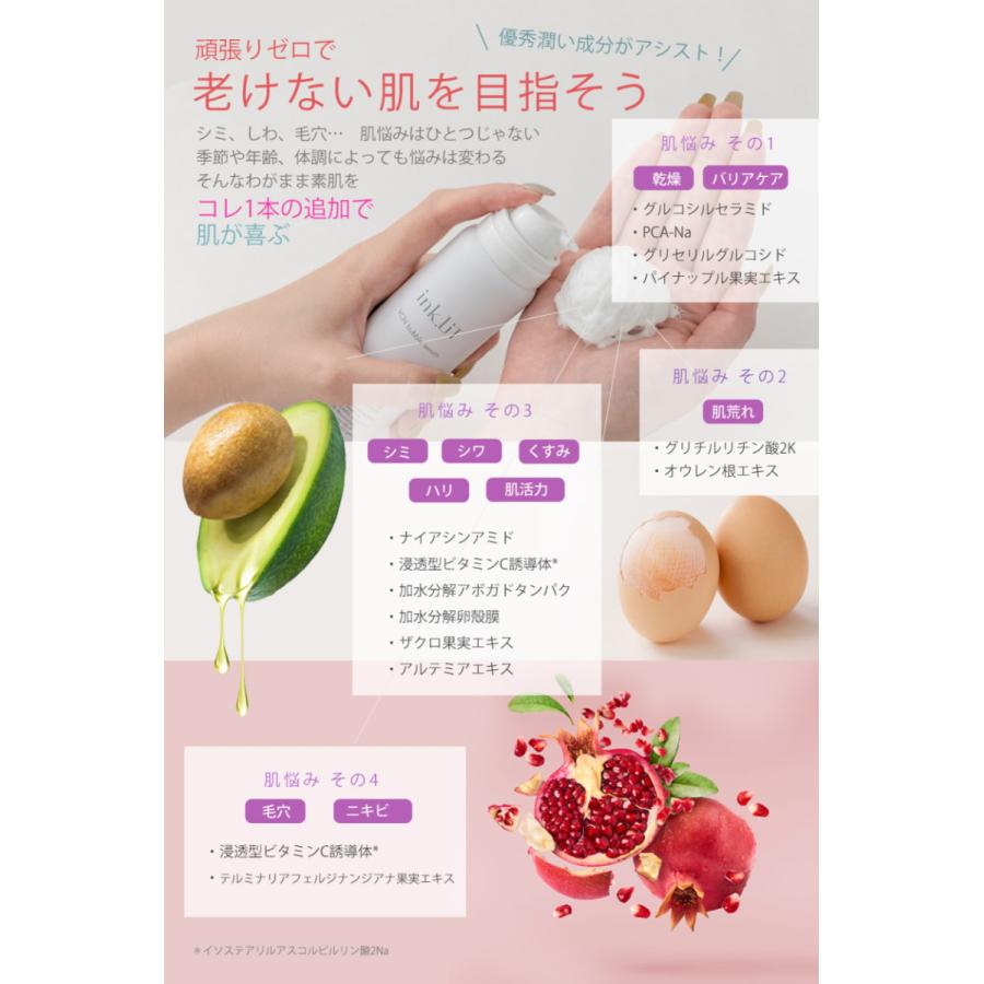泡状マルチ美容液 ビタミンC誘導体 ナイアシンアミド配合 くすみ 毛穴 ハリケア ink.Lit（インク リット）VCNバブルセラム 100ｇ 泡美容液 | ink.（スキンケア） | 06