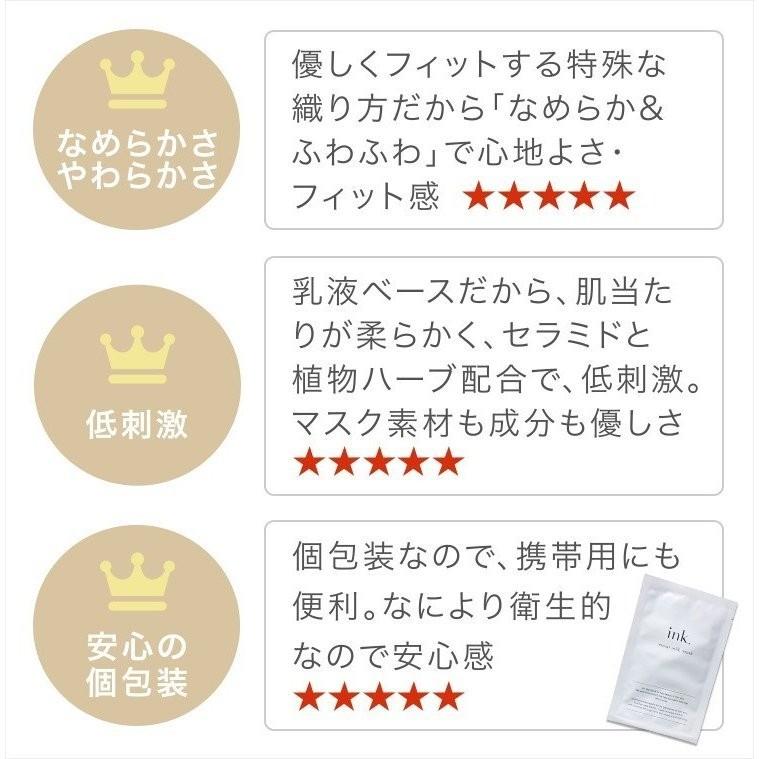 フェイスパック 10枚セット 超濃密 高保湿 ヒト型セラミド 乾燥肌 敏感肌 ふわふわ素材　ink. インク モイストミルクマスク  個包装タイプ　10枚 | ink.（スキンケア） | 06