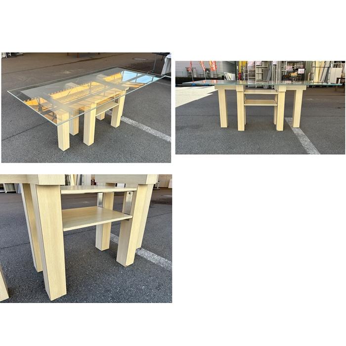 中古)(関東一部限定販売)ガラステーブル ※天板と脚部は固定 中古)(関東一部限定販売)ガラステーブル ※天板と脚部は固定