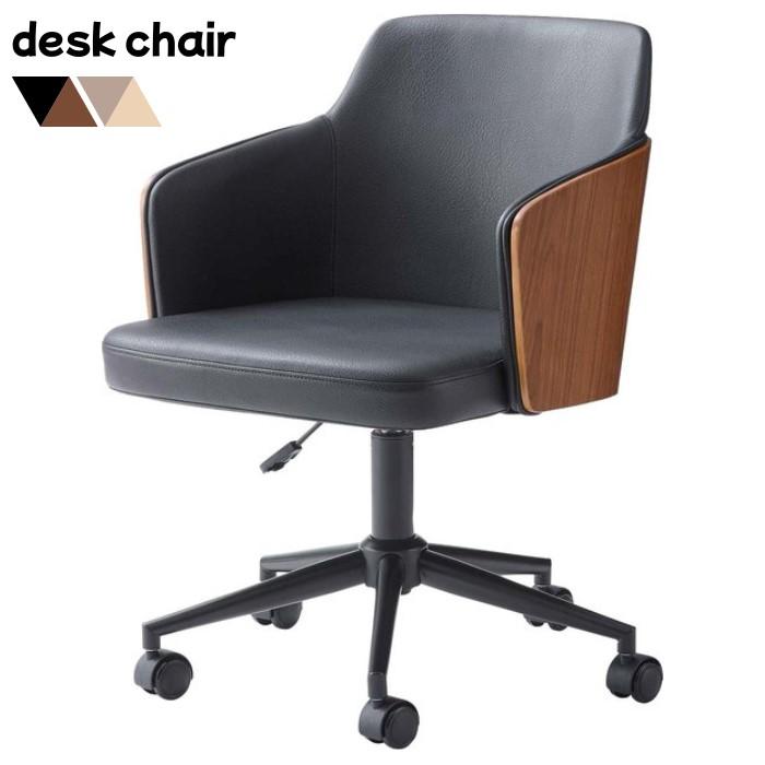 デスクチェア ＰＣチェア ブラック ソフトレザー 木目調イス 東谷 PC-180BBK （家具） （お客様組立品）
