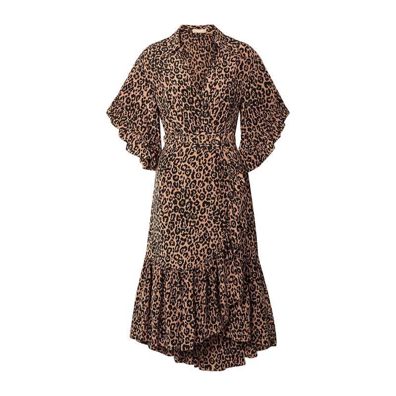 保証書付 Michael Kors Collection マイケルコース シルクドレス レディースファッション ドレス ブライダル パーティドレス キャメル 最安 Lewisfamilyinsurance Com