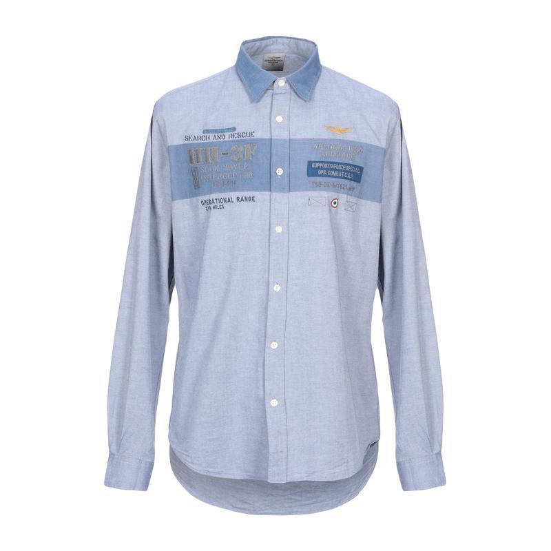 定番の冬ギフト メンズファッション 無地シャツ Militare Aeronautica アエロナウティカミリターレ ブルーグレー 長袖 シャツ カジュアルシャツ トップス 長袖 サイズ L Michiganestateplanning Com