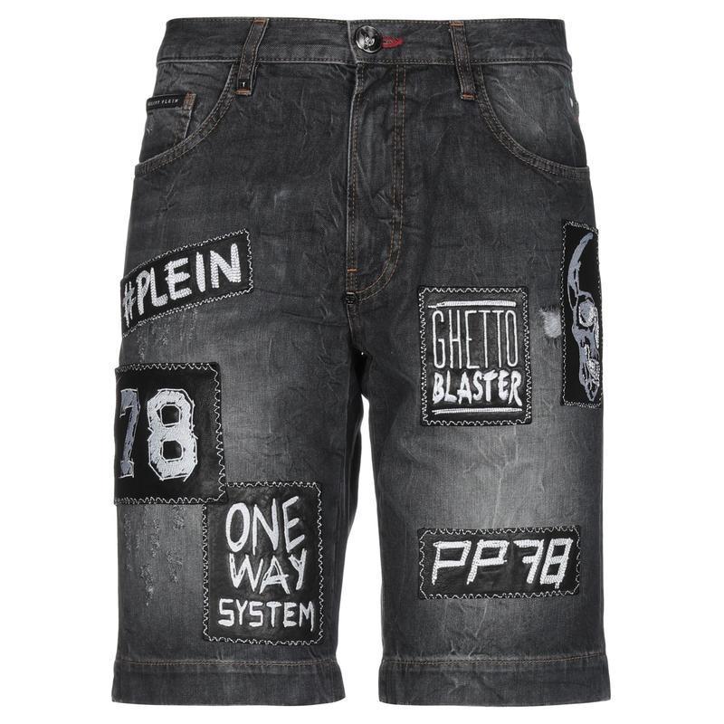 Philipp Plein 1440のphilipp デニムショートパンツ メンズファッション Plein ボトムス パンツ ショート ハーフパンツ グレー 796f6f78im 1440