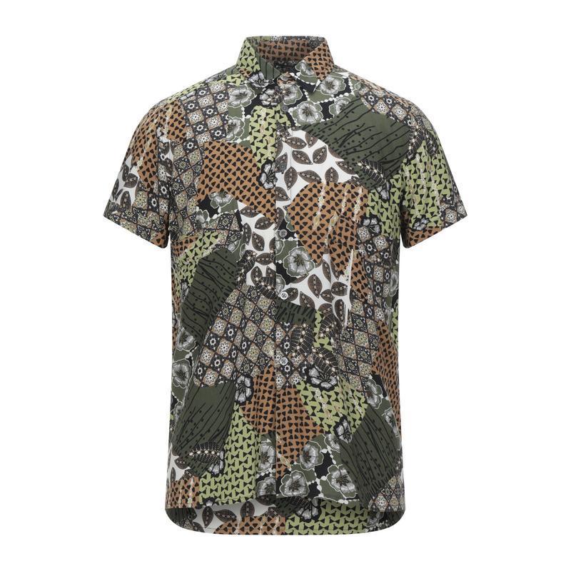 女性が喜ぶ シャツ カジュアルシャツ トップス メンズファッション 柄入りシャツ Homme Alessandrini Daniele アレッサンドリーニ ダニエル ミリタリーグリーン 長袖 長袖 サイズ L Gordoscoxinha Com Br