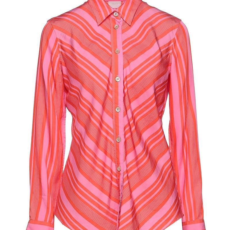 カリバン0 Caliban 0 ストライプ柄シャツ レディースファッション トップス シャツ ブラウス 長袖 ピンク Oprscvcutz トップス Locallatemodels Com