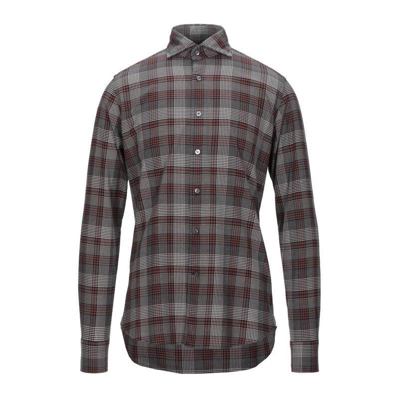 海外正規品 Bagutta チェック柄シャツ メンズファッション トップス シャツ カジュアルシャツ 長袖 ココア プレゼント対象商品 Www Skylanceronline Com