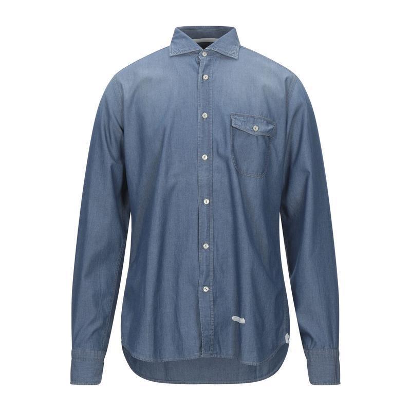 訳ありセール格安 Tintoria Mattei 954 デニムシャツ メンズファッション トップス シャツ カジュアルシャツ 長袖 ブルー 再再販 Savitarinc Com