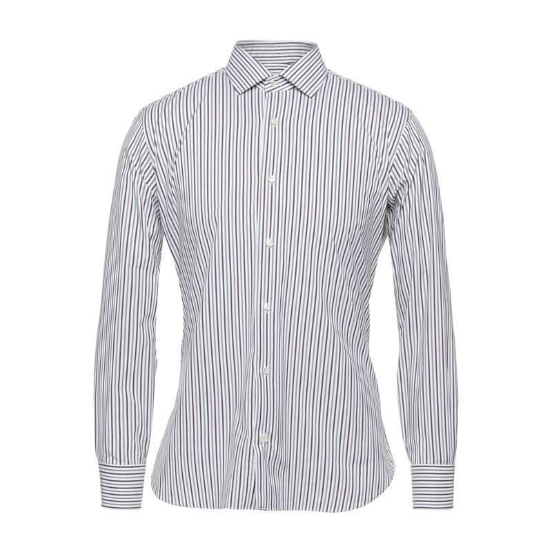 古典 トップス メンズファッション ストライプ柄シャツ Barba バルバ シャツ カジュアルシャツ グレー 長袖 長袖 サイズ 39 Lifeinlacruz Com
