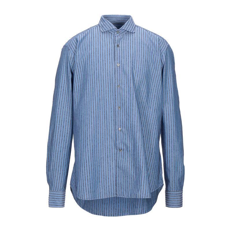総合ランキング1位 Bagutta ストライプ柄シャツ メンズファッション トップス シャツ カジュアルシャツ 長袖 パステルブルー メーカー包装済 Blog Olgynwholesale Com