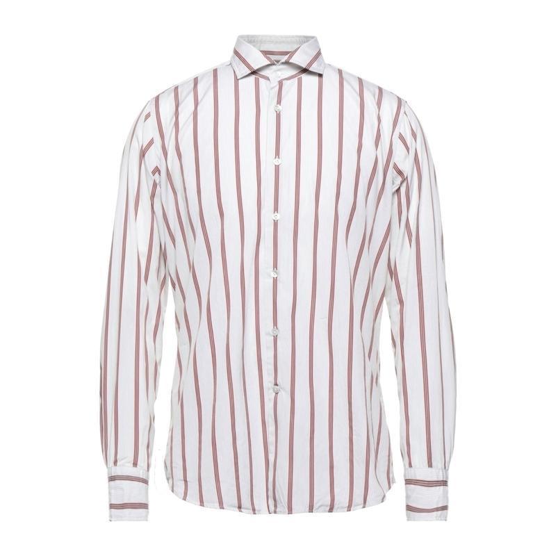 超高品質で人気の バグッタ Bagutta ストライプ柄シャツ メンズファッション トップス シャツ カジュアルシャツ 長袖 アイボリー 長袖 サイズ 38 Dev Ummahcharityinternational Org