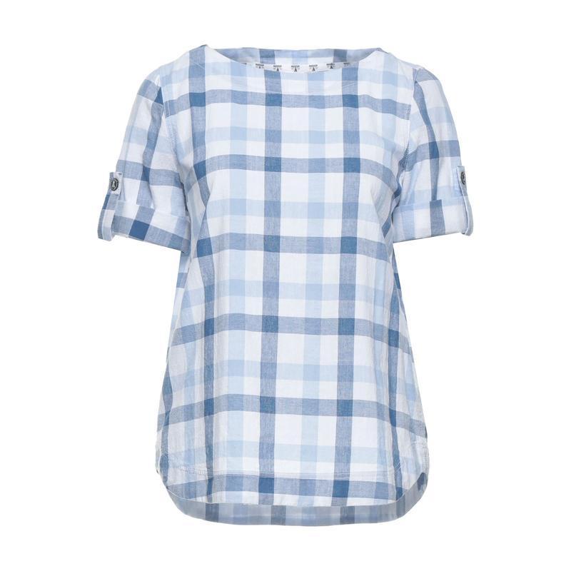 超大特価 レディースファッション チェック柄シャツ Barbour バブアー スカイブルー 長袖 シャツ ブラウス トップス 長袖 サイズ Uk 8 Proksi Si