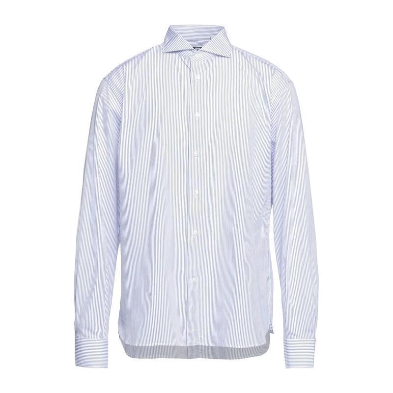 限定特価 Fradi ストライプ柄シャツ メンズファッション トップス シャツ カジュアルシャツ 長袖 ホワイト 長袖 サイズ 44