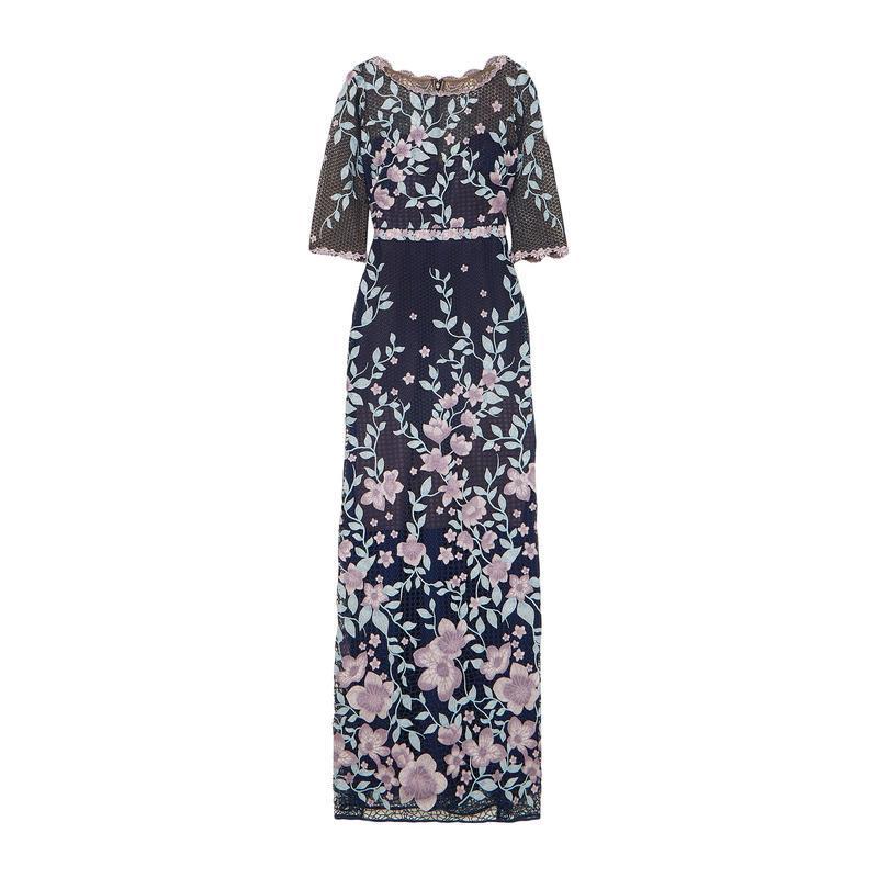 プレミア商品 Marchesa Notte ロングワンピース ドレス レディースファッション ワンピース チュニック ワンピース ダークブルー 時間指定不可 Sterlixambiental Com Br