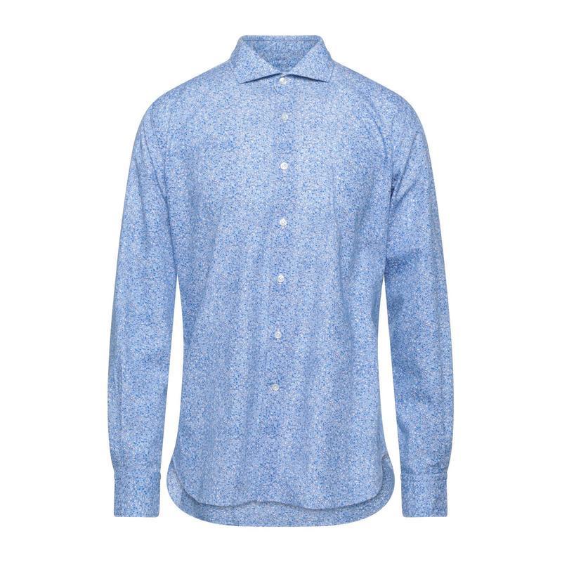 オリアン Orian トップス 柄入りシャツ メンズファッション トップス 長袖 シャツ カジュアルシャツ シャツ 長袖 ブルー カジュアルシャツ 1440 796f6f78wd