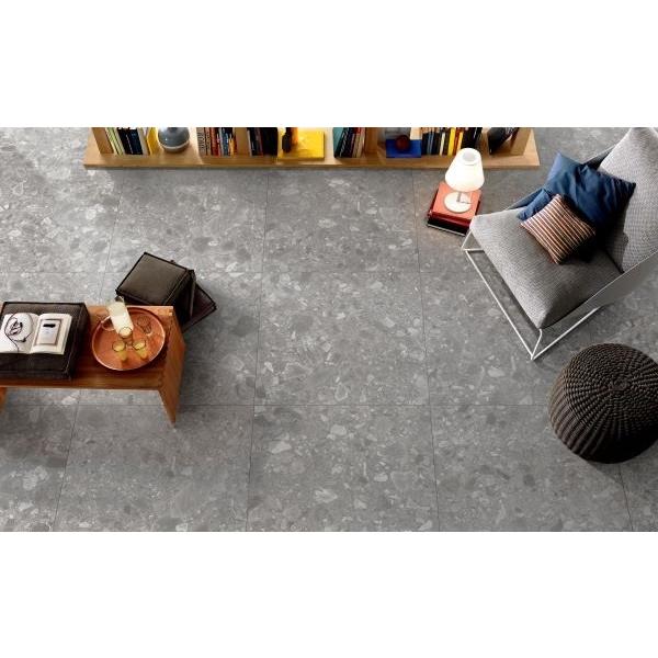 法人様宛送料半額/テラゾー柄タイル　セラミックテラゾー　TZ6002　600角　ミッドグレー【4枚入】 |  | 01